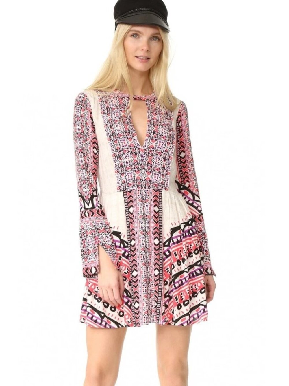 FREE PEOPLE Tegan Border Printed Midi Dress Ivory Comb 2 NWT